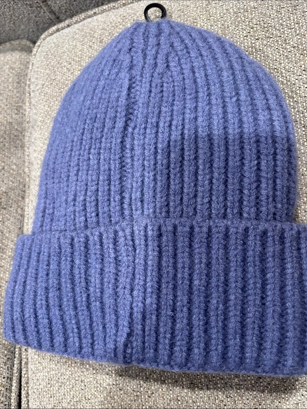 UGG Ribbed Knit Beanie in Periwinkle Blue with Leather Logo